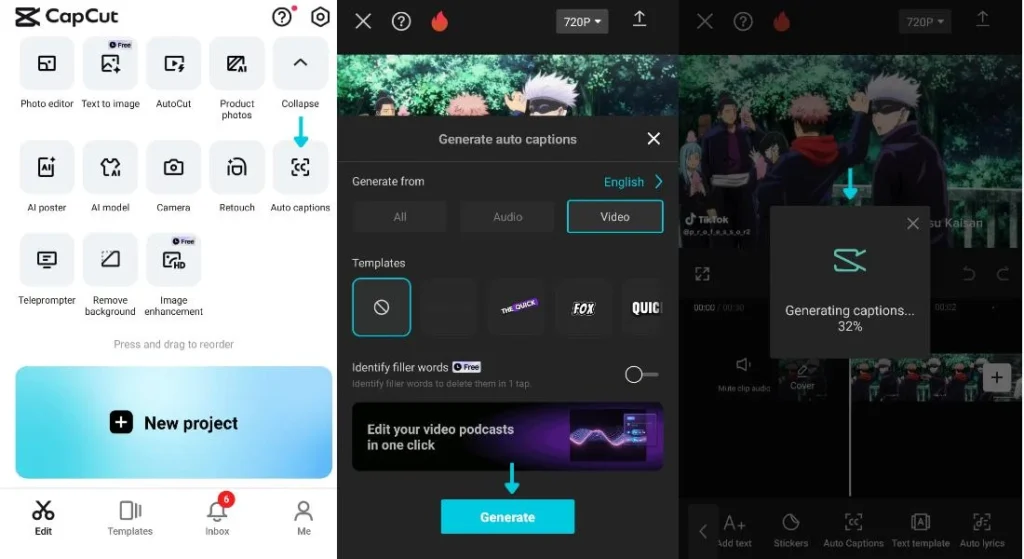 Free AI Video Generator 4 faceless video capcut video editing