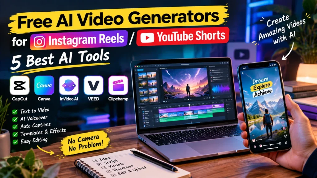 free ai video generators for instagram reels & youtube shorts 5 best ai tools