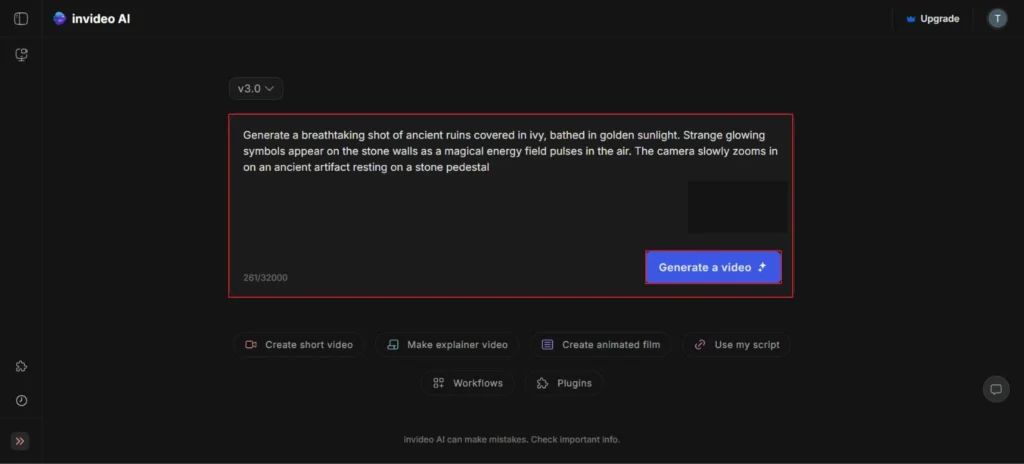 Free AI Video Generator 4 faceless video invideo ai