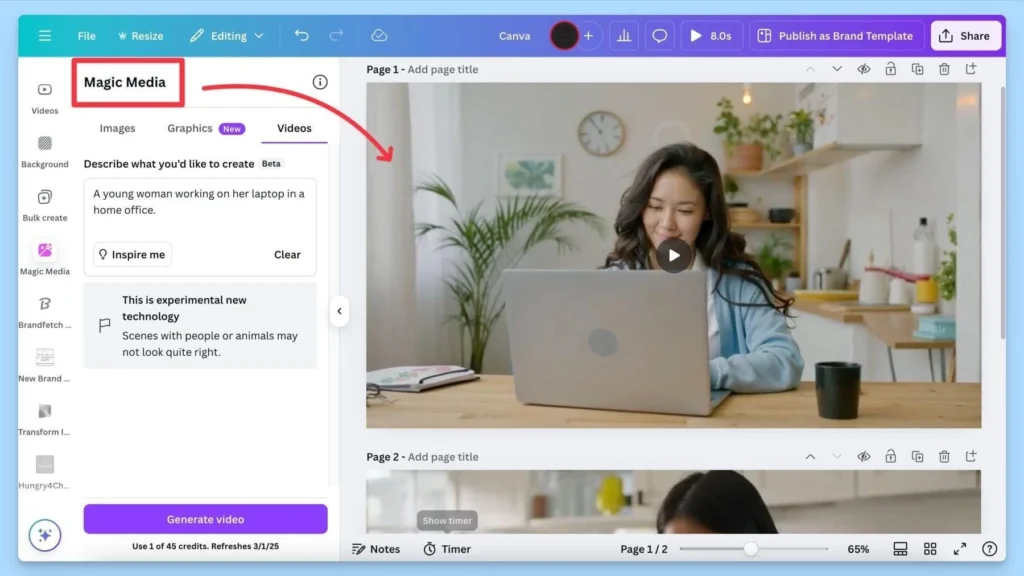 Free AI Video Generator 4 faceless video magic media from canva