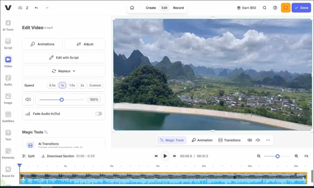 Free AI Video Generator 4 faceless video veed video editor