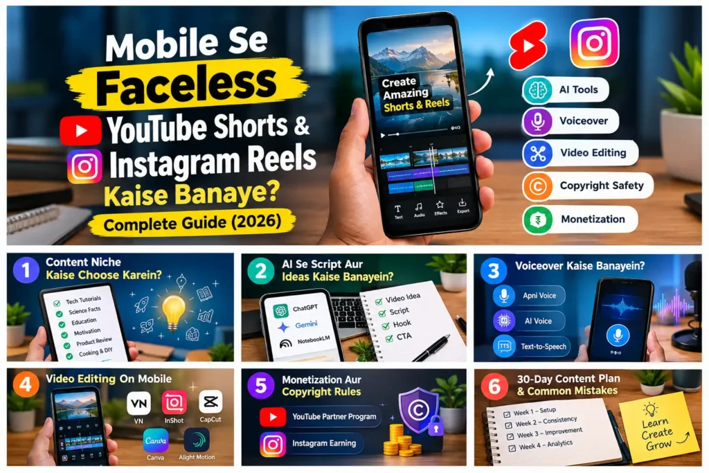 Mobile Se Faceless Shorts & Reels Kaise Banaye? faceless youtube shorts guide